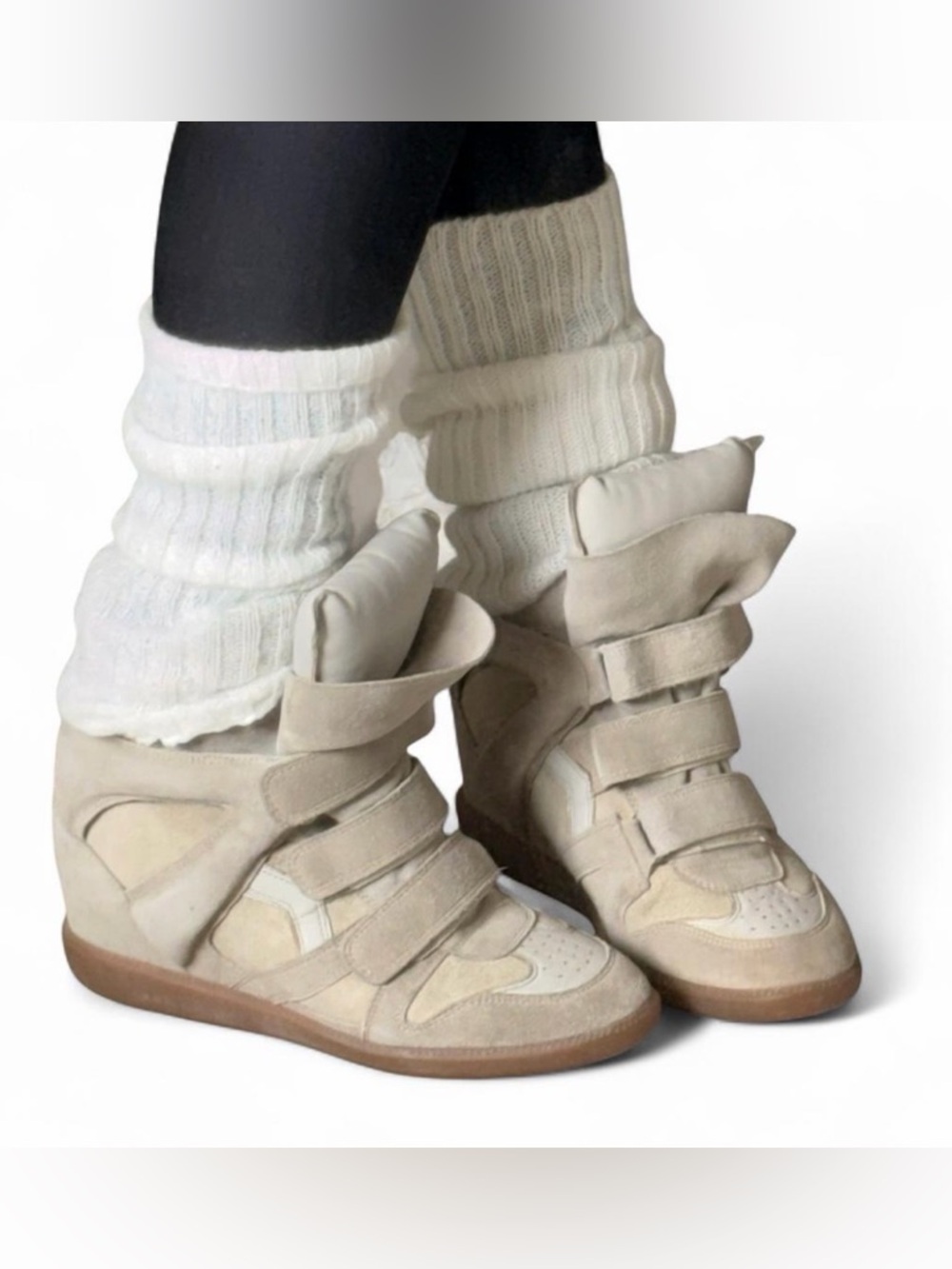 Authentic Isabel Marant Bekett wedge sneaker in beige